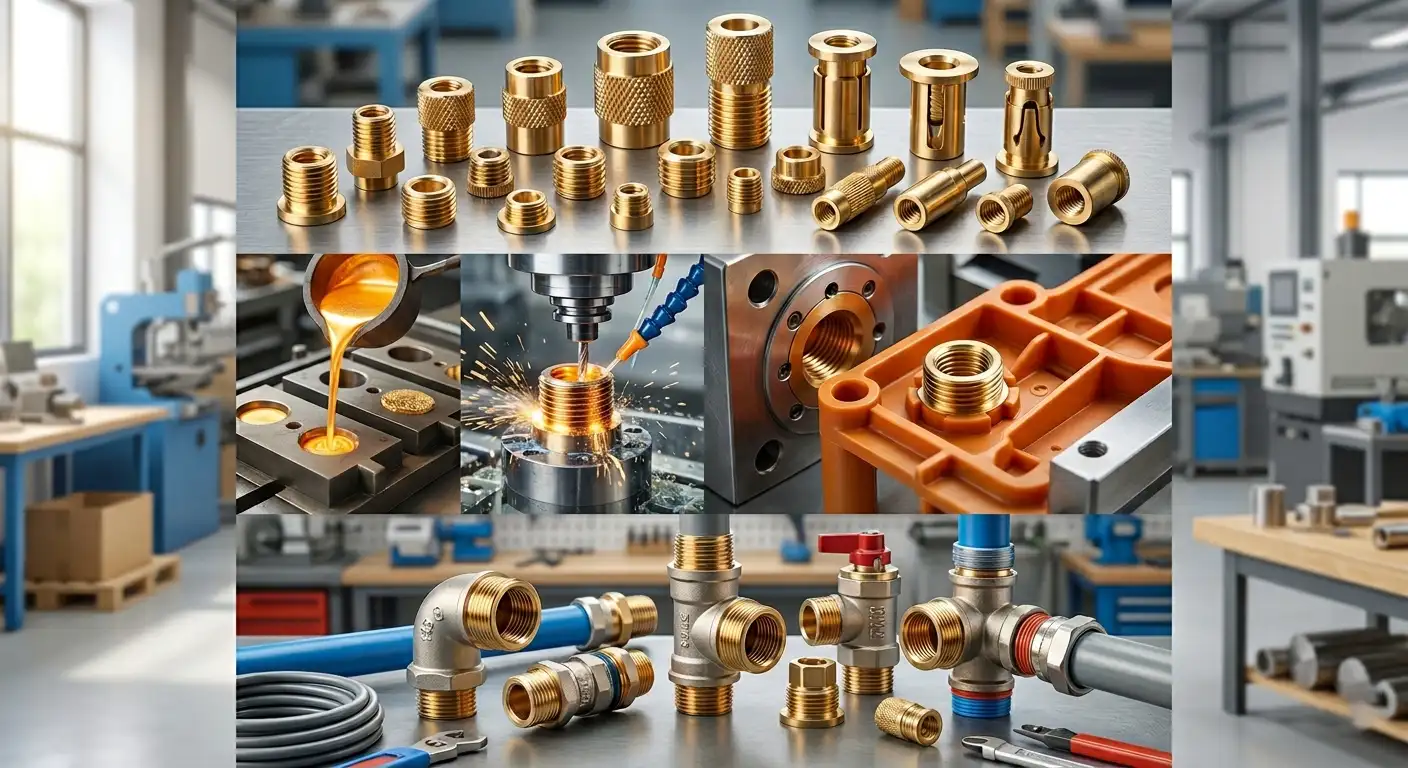 Brass Inserts: Complete Guide to Types, Manufacturing Process & Applications in Pipe Fittings & Plastic Molding
