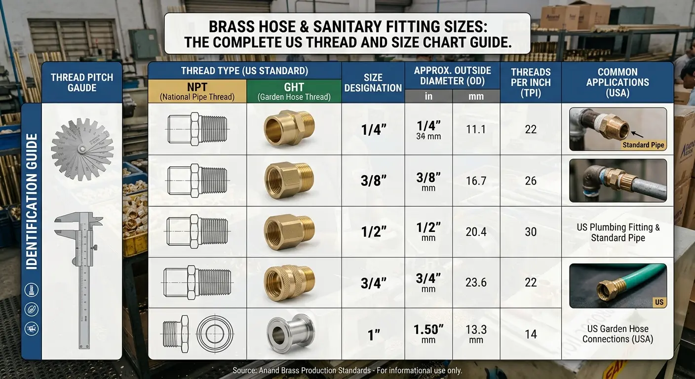 Brass Hose & Sanitary Fitting Sizes: The Complete US Thread and Size Chart Guide